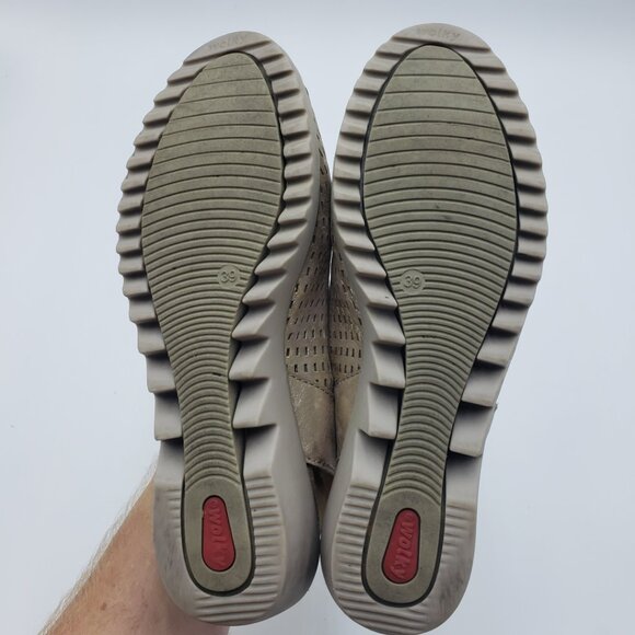 Wolky Ankle Strap Sandals 39 Womens Low Wedge Metallic Gold - Picture 6 of 9